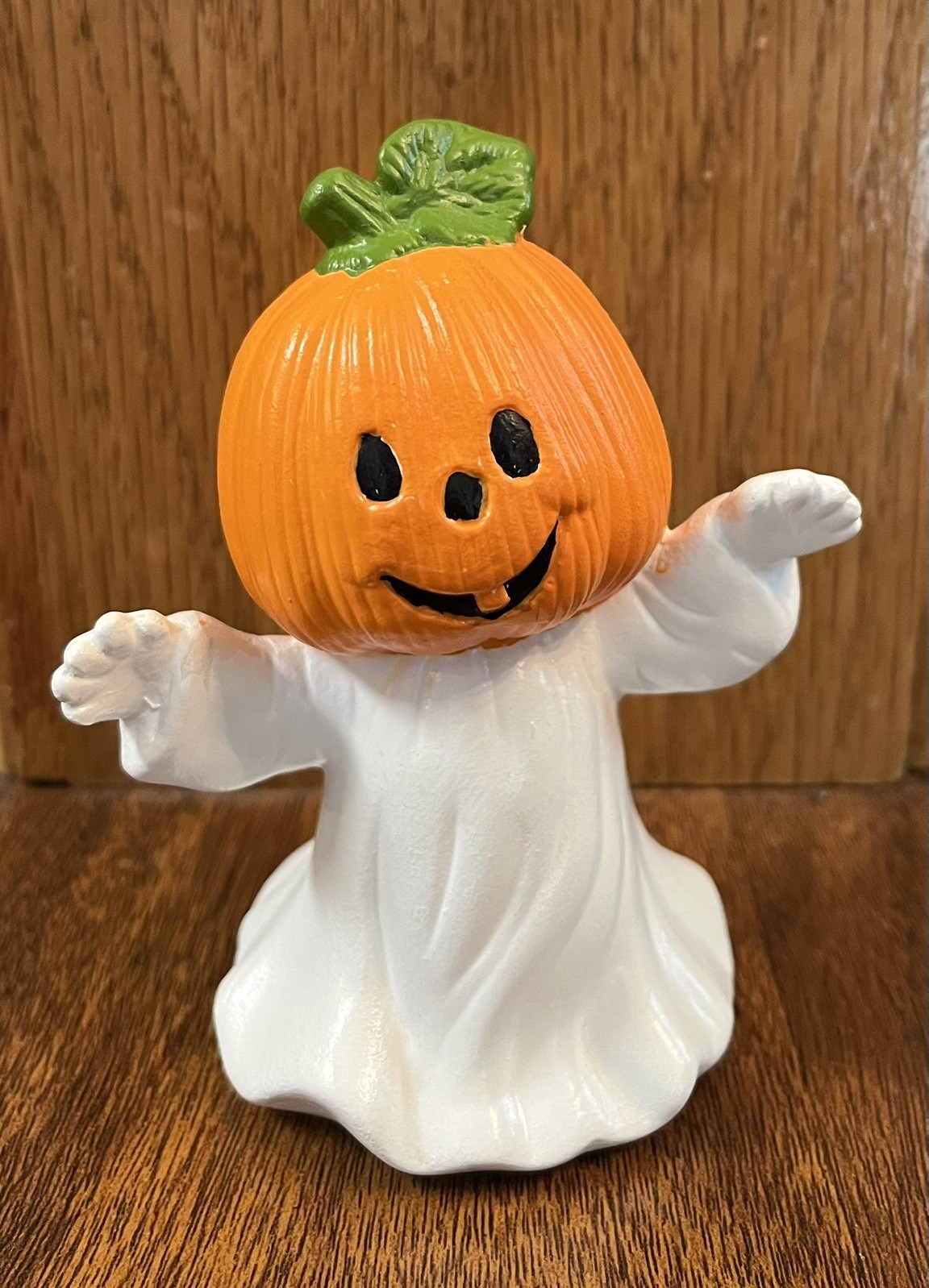Vintage Halloween Ceramic Pumpkin Head Ghost Jack O Lantern Figurine Vintage Halloween Ceramic Pumpkin Head Ghost Jack O Lantern Figurine