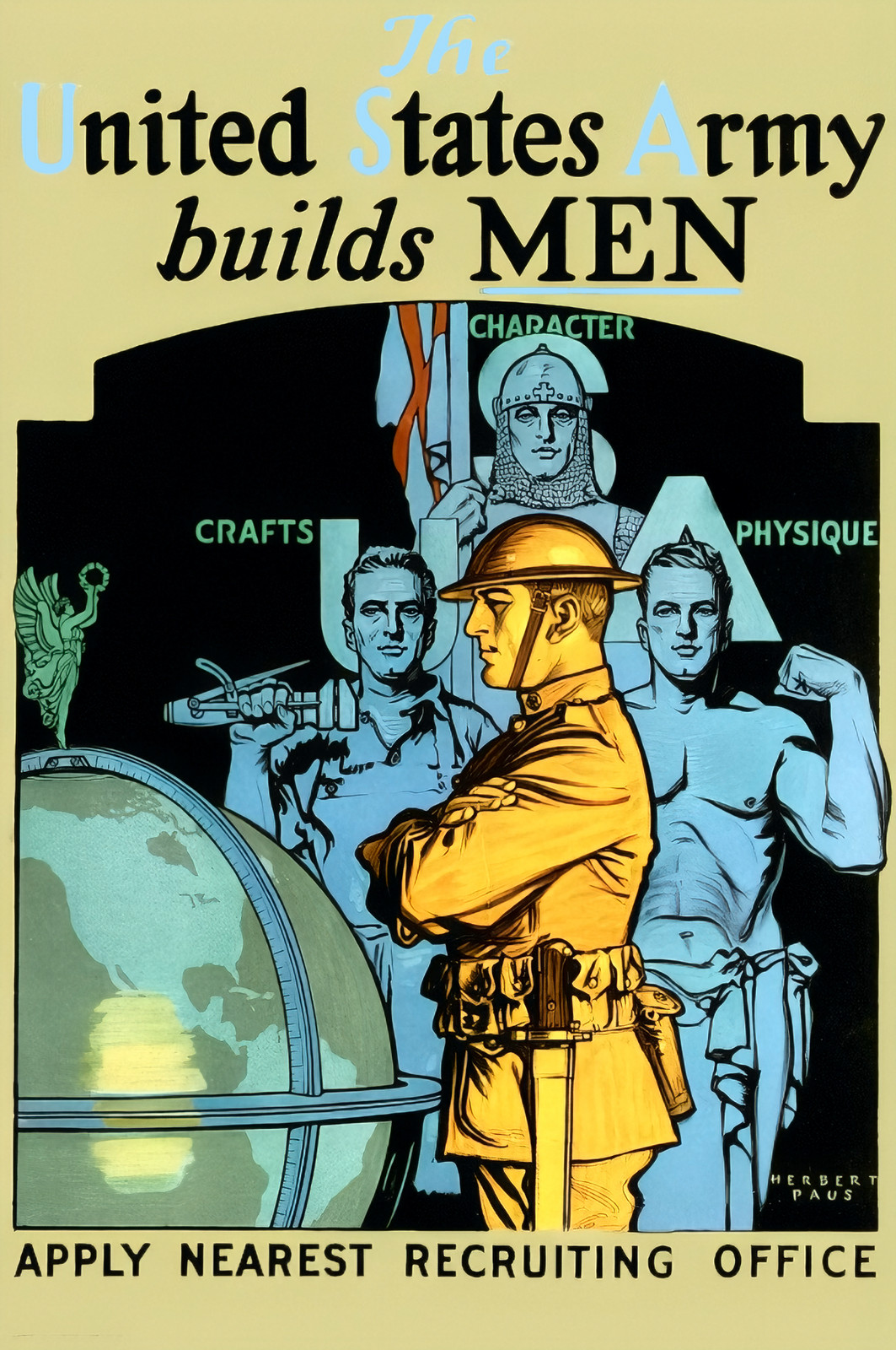 🇮🇹 Italian c1920s United States Army Recruitment Poster 24x32” - Herbert Paus