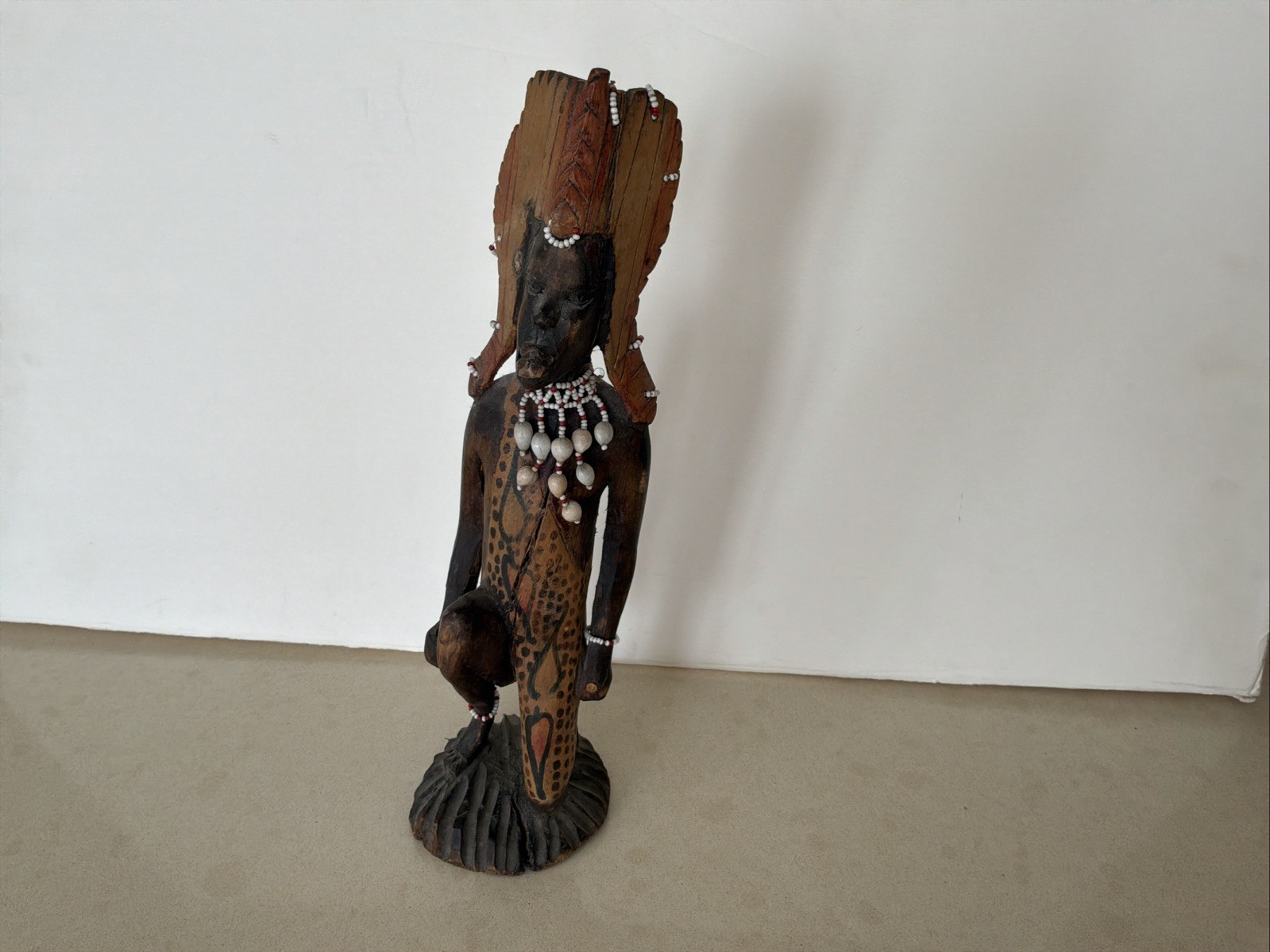 Vintage African Maasai Warrior Figure Carved In Wood. Vintage African Maasai Warrior Figure Carved In Wood.