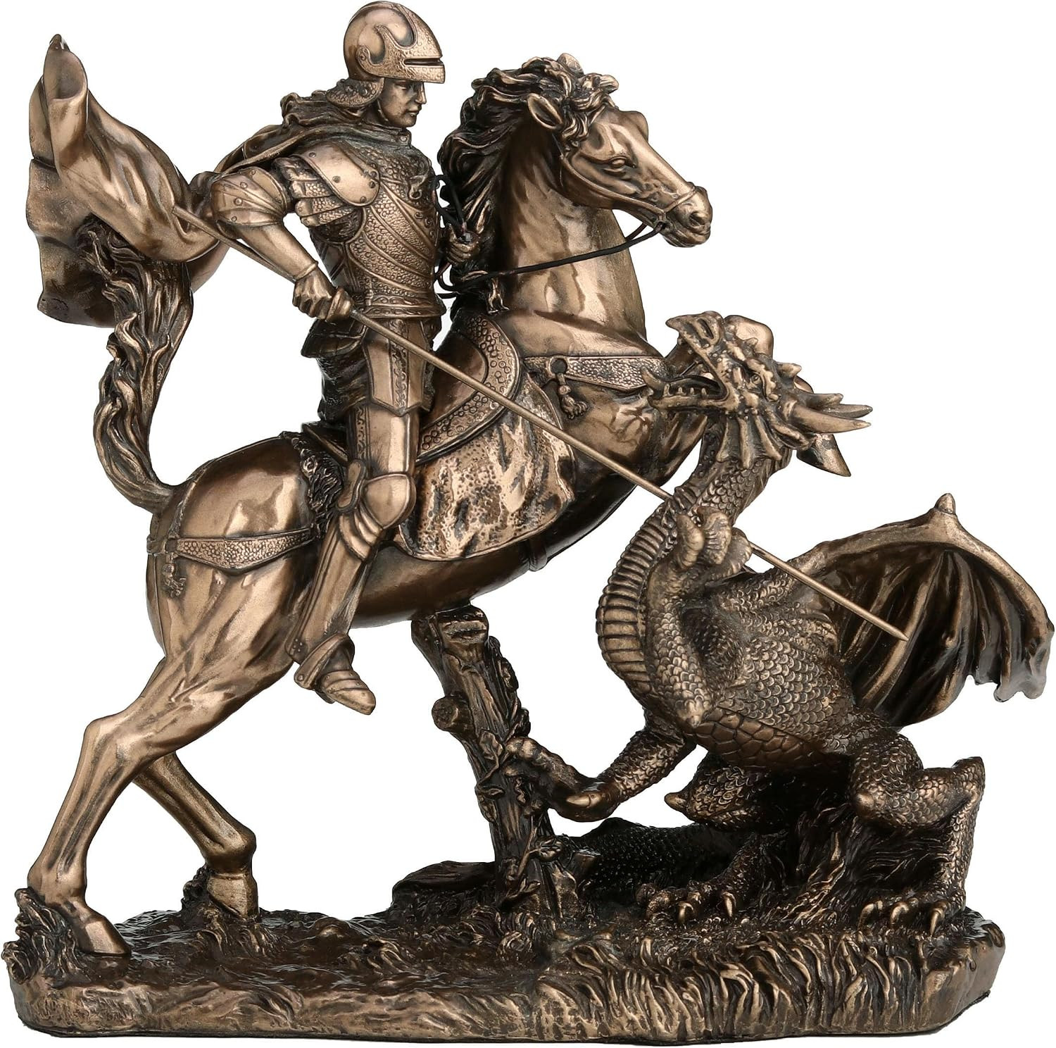6 1/4 Inch Saint George the Dragon Slayer Cold Cast Resin Bronze Finish Sculptur 6 1/4 Inch Saint George the Dragon Slayer Cold Cast Resin Bronze Finish Sculptur