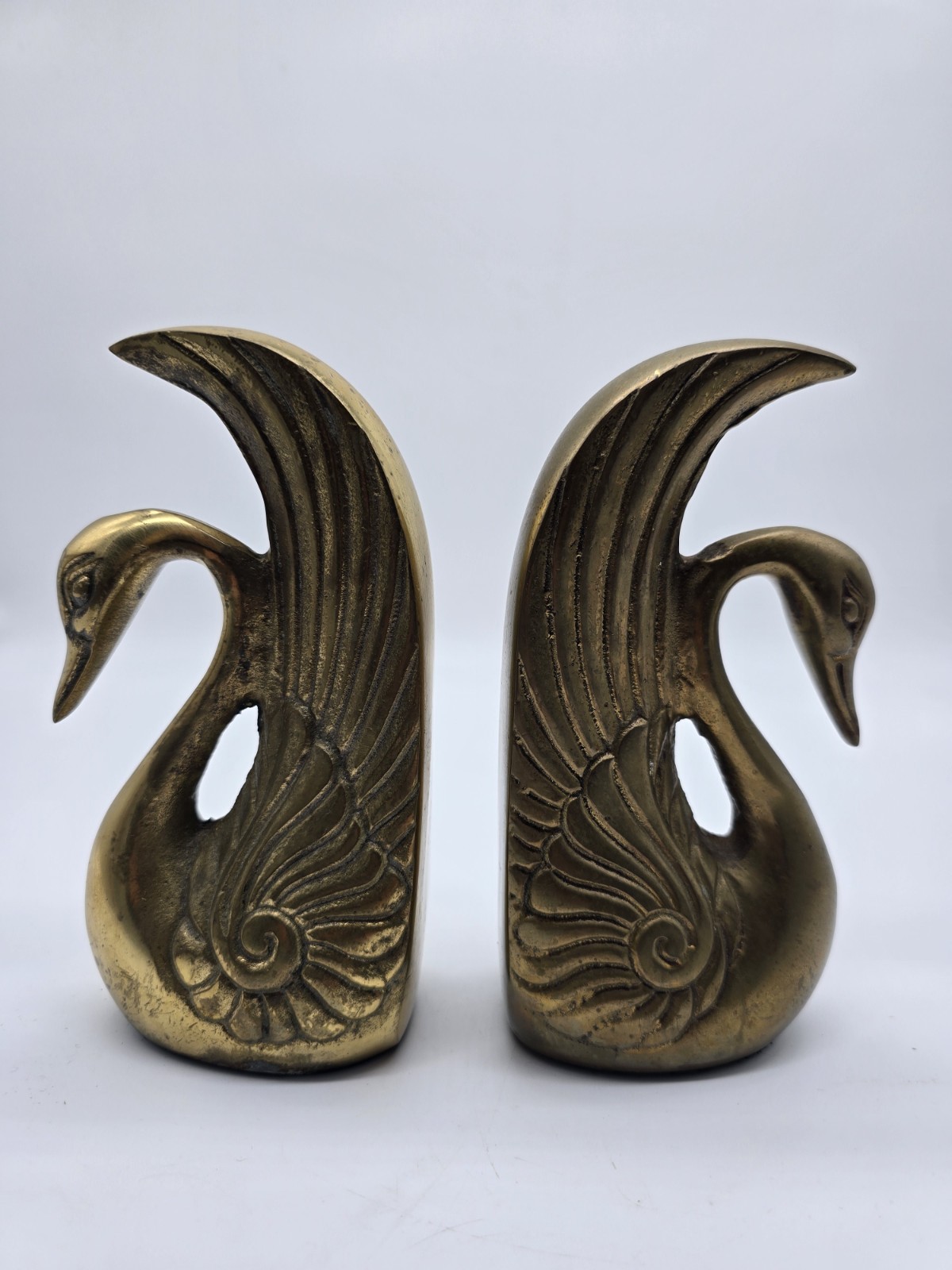 Vintage Solid Brass Swan Bookends Mid Century Hollywood Regency Art Deco Korea Vintage Solid Brass Swan Bookends Mid Century Hollywood Regency Art Deco Korea
