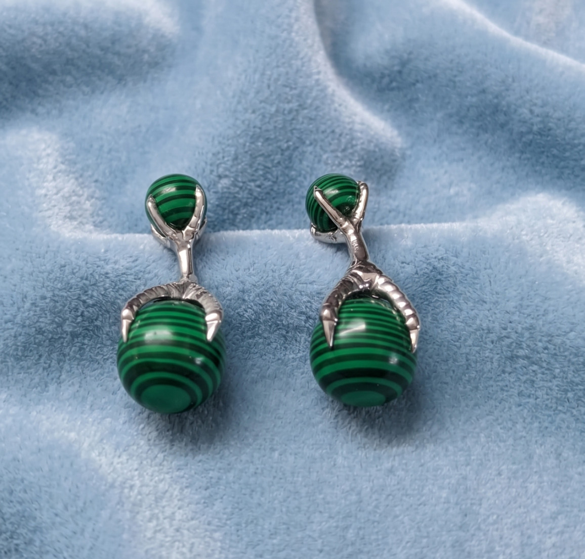 Eagle Claw Malachite Cufflinks 18K White Gold Over 925 Silver claw cufflinks Eagle Claw Malachite Cufflinks 18K White Gold Over 925 Silver claw cufflinks
