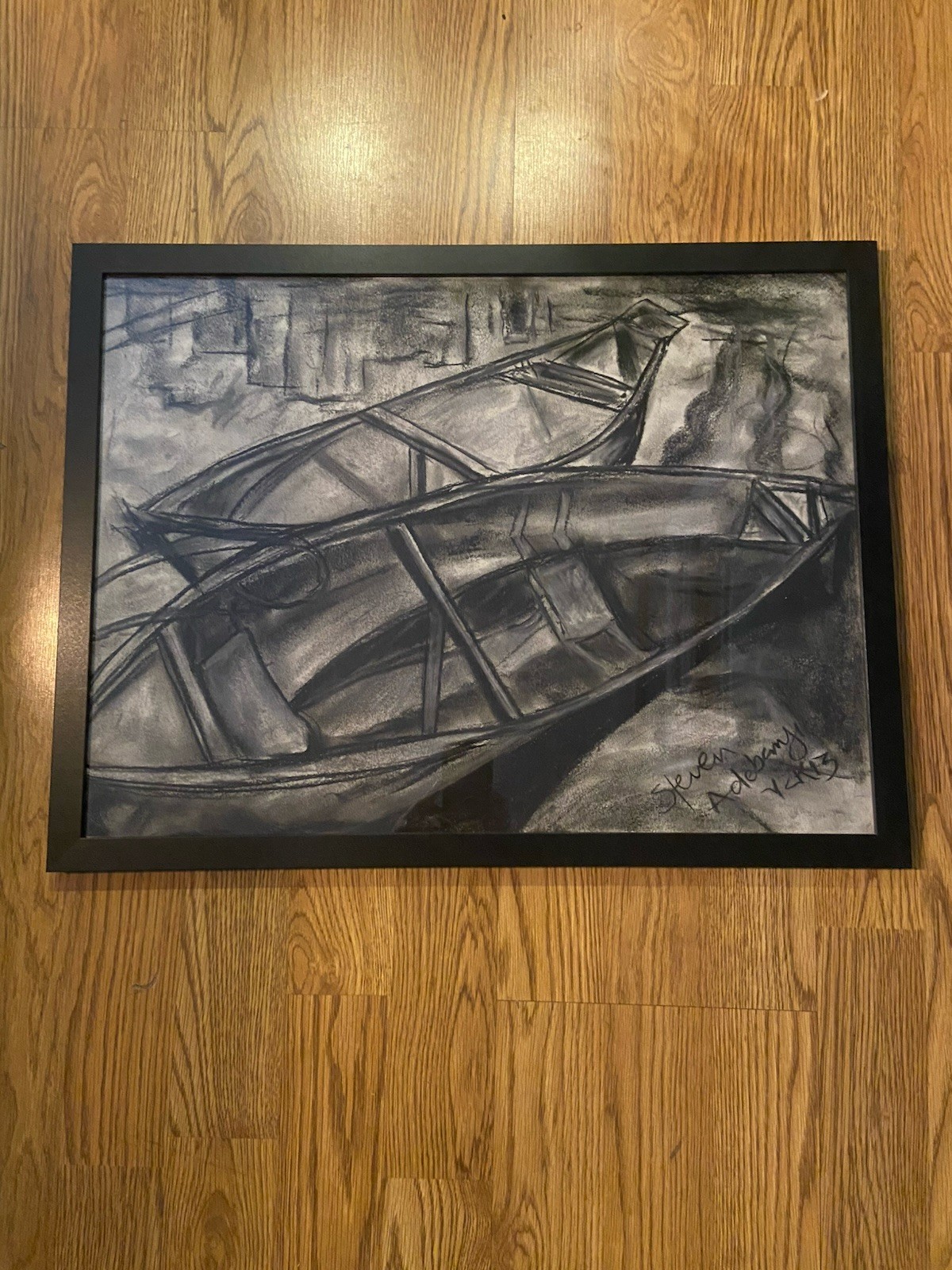 RARE Original Chalk Artwork Sketch “lonely canoes” 24”x18” RARE Original Chalk Artwork Sketch “lonely canoes” 24”x18”