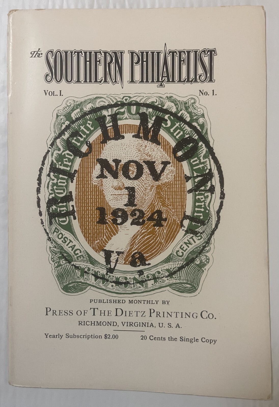 1924 Southern Philatelist Vol 1 No 1 📬 Confederate Postal History Dietz 1924 Southern Philatelist Vol 1 No 1 📬 Confederate Postal History Dietz