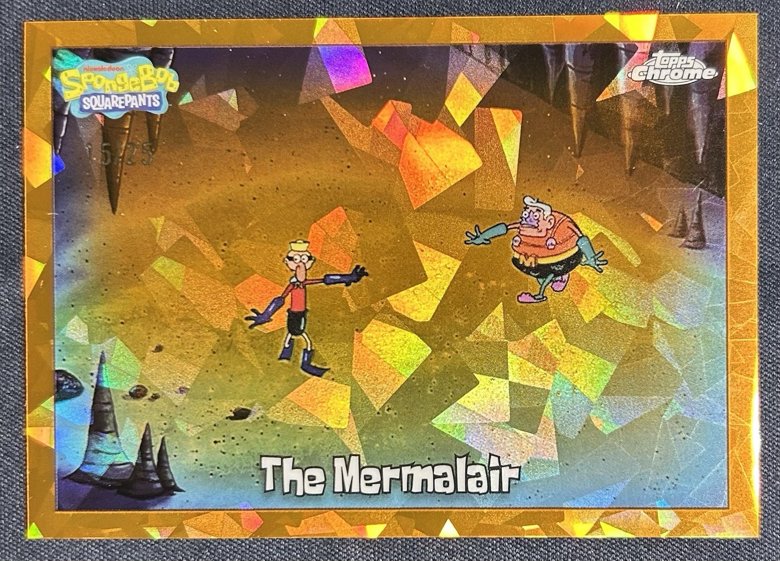 The Mermalair 2025 Topps Chrome SpongeBob #166 Orange Sapphire Refractor /25