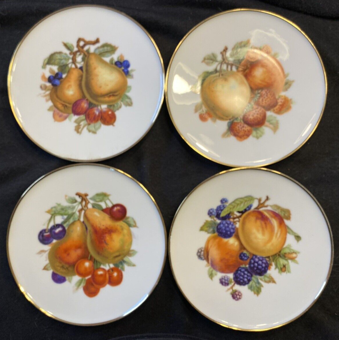 Set of 4 Vintage JKW Joseph Kuba Fruit Dessert Plates 7 3/4" West Germany Mint