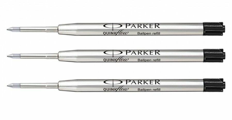 3 Genuine Parker Quink Flow Ballpoint Pen Refills, MADE IN FRANCE, Sealed Packs