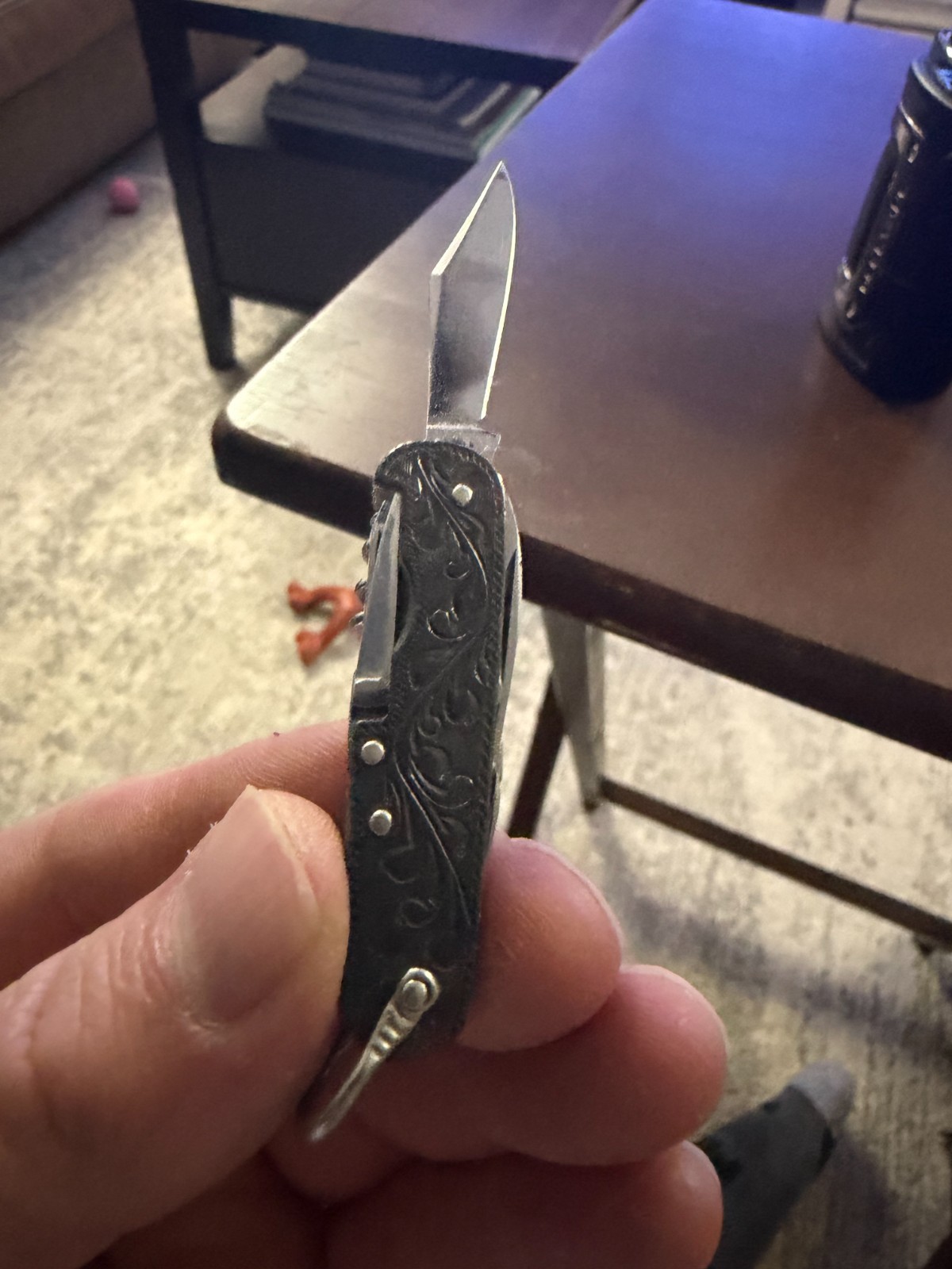 Vintage EKA Falcon USA Folding Pocket Knife Engraved Metal Handle Used Vintage EKA Falcon USA Folding Pocket Knife Engraved Metal Handle Used
