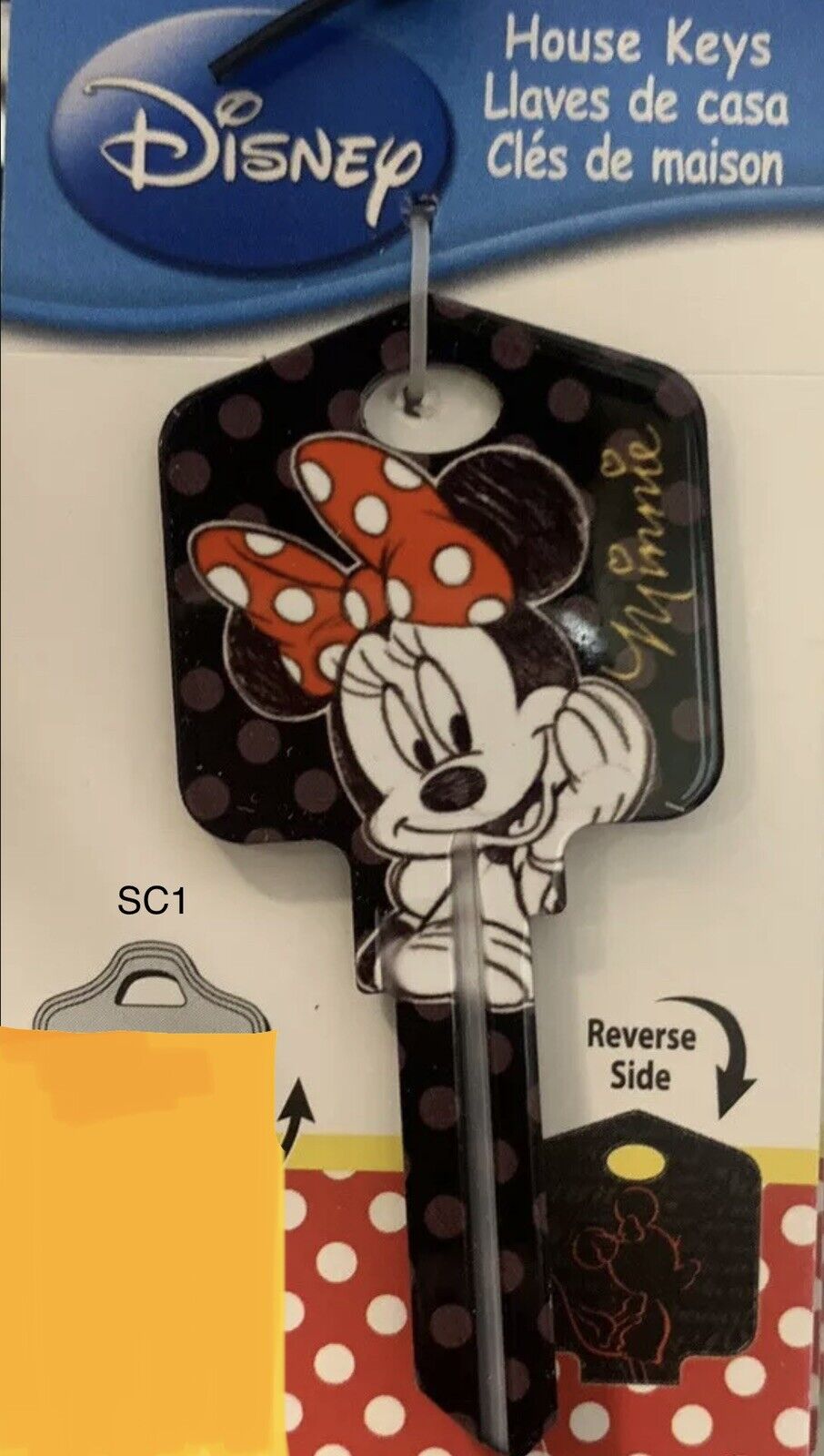 Minnie Mouse Shape  Key Blank House Key SC1 Schlage 3D Painted Key Blank
