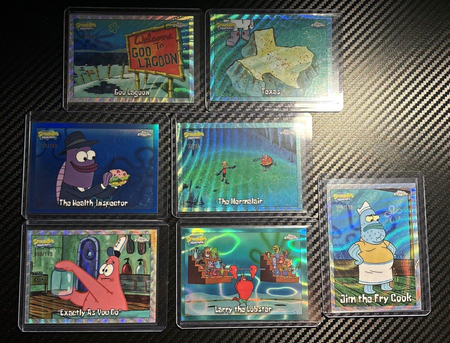 Topps 2025 Chrome SpongeBob Numbered 7-Card Lot #12 #42 #94 #103 #124 #166 #194