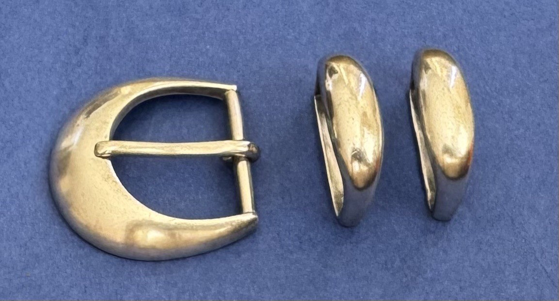 Vintage Mid 20th C Modern Sterling Silver 3 Pc LITO MOTI Ranger Belt Buckle Set