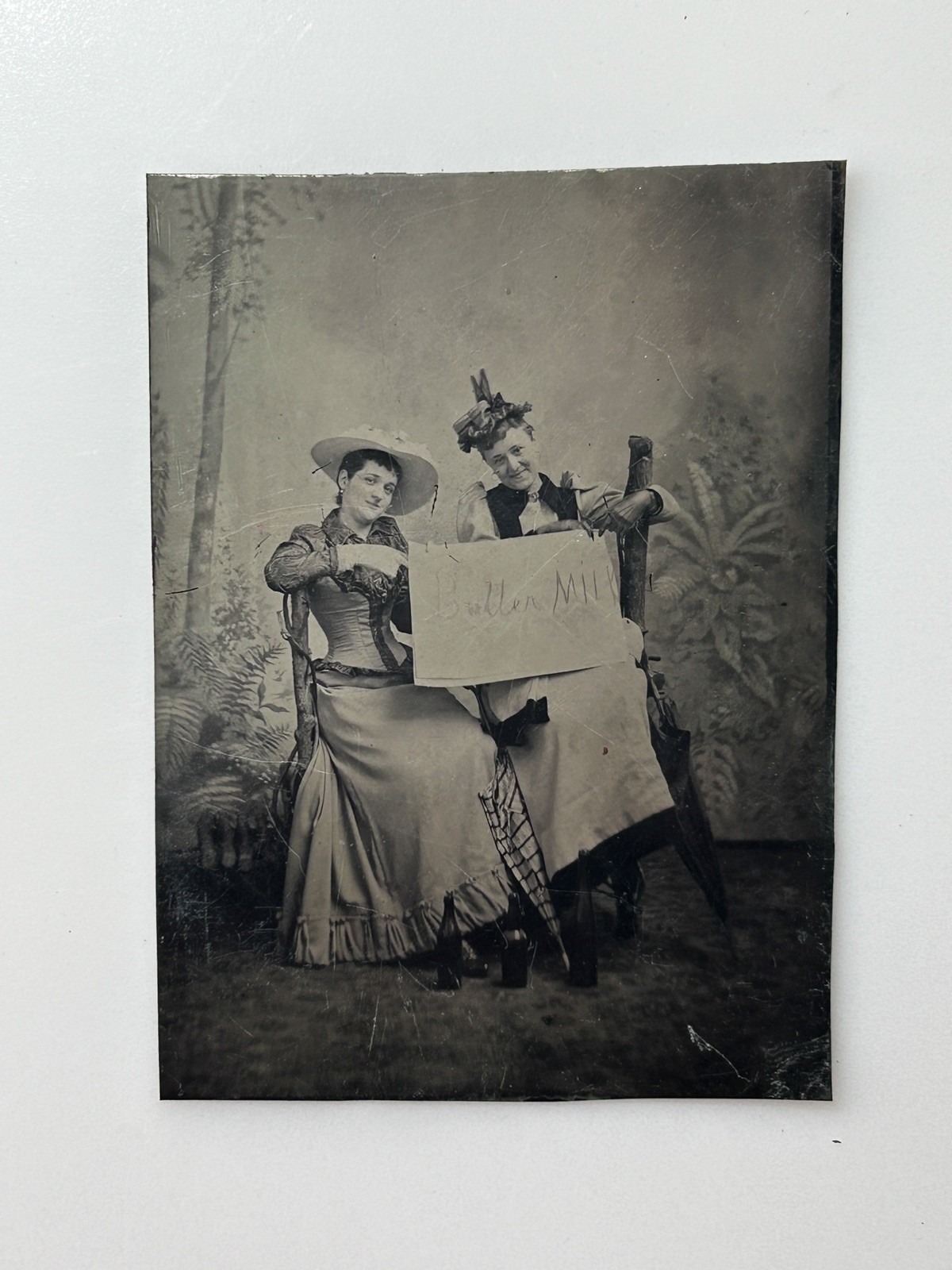 1892 Antique Tintype Photo 2 Women Victorian Costumes Dated Identified 1/6 Plate 1892 Antique Tintype Photo 2 Women Victorian Costumes Dated Identified 1/6 Plate