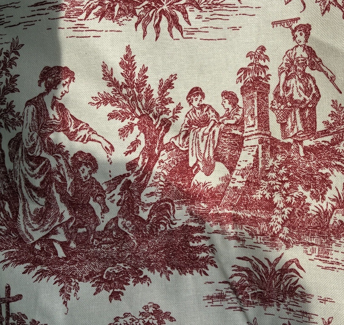 New Vintage WAVERLY ‘Country Life’ Interior RED Pastoral Toile FABRIC - 3 Yds New Vintage WAVERLY ‘Country Life’ Interior RED Pastoral Toile FABRIC - 3 Yds
