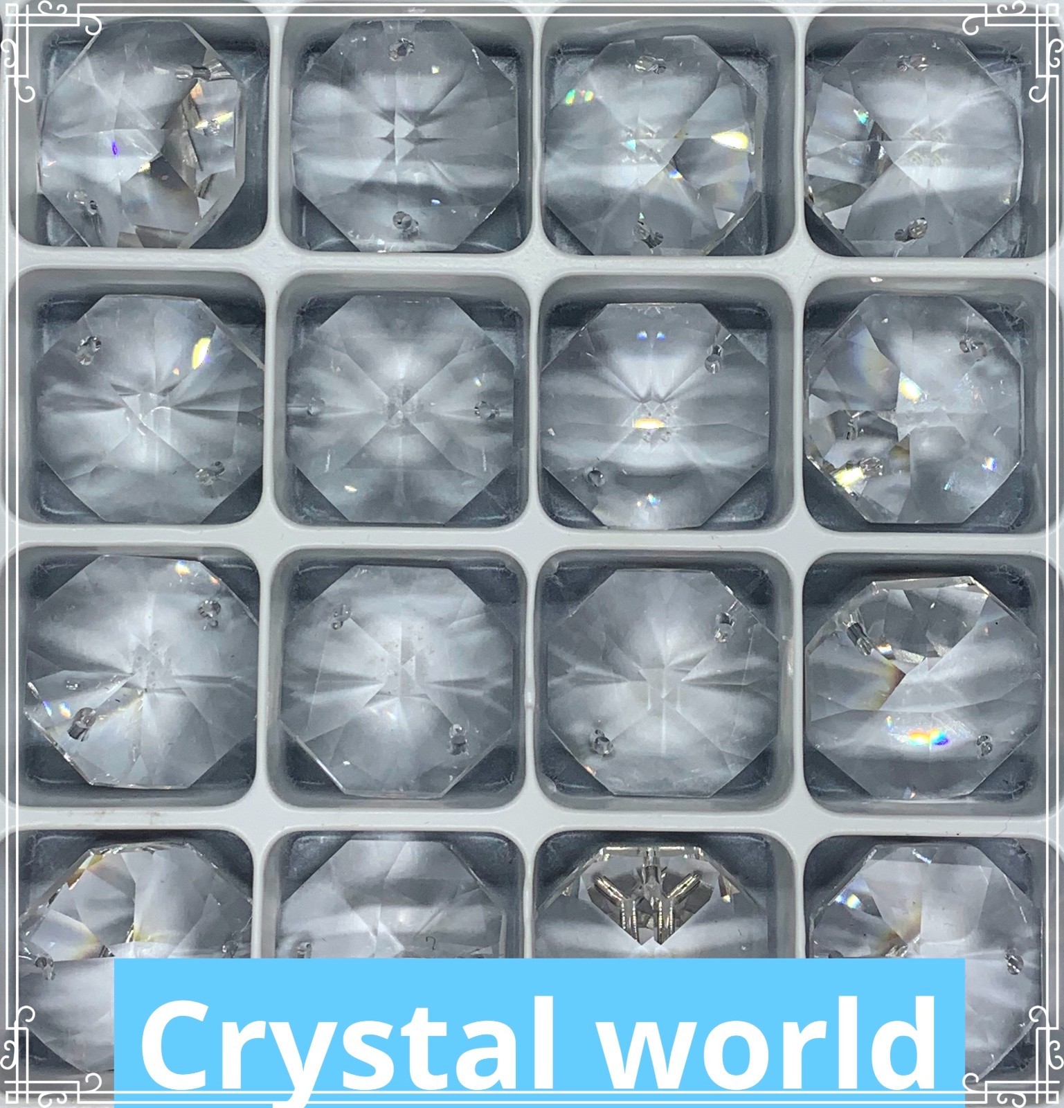 65PCS 22mm Rainbow Crystal 2 Hole Octagon Clear Chandelier Beads ASFOUR Prisms