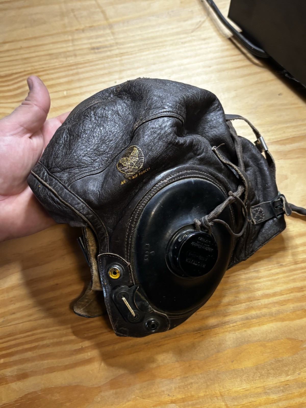 WWII USAAF Type A-11 Leather Flight Helmet Large Complete Western Electric WWII USAAF Type A-11 Leather Flight Helmet Large Complete Western Electric