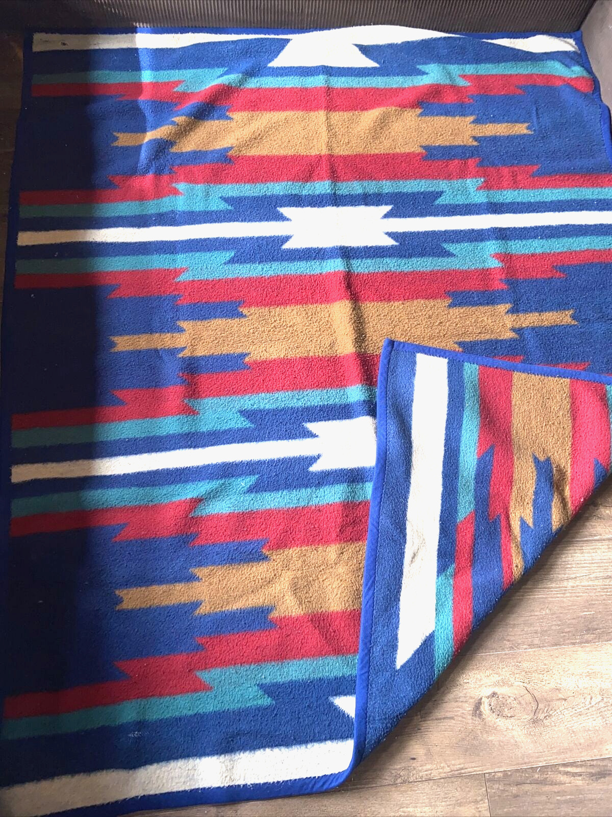 Vintage Biederlack Blanket Acrylic Southwest Aztec 60\