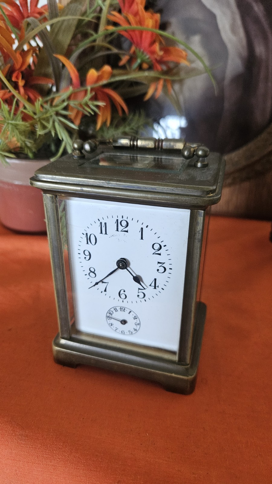 Vintage Mid-century Alarm Carriage French Style Desktops Clock Working Vintage Mid-century Alarm Carriage French Style Desktops Clock Working