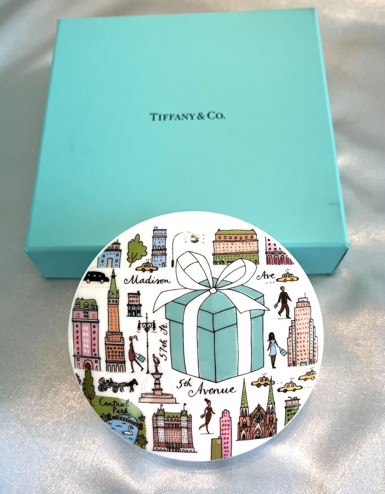 Tiffany & Co New York 5th Fifth Ave Porcelain Trinket Box 4" New Retired Rare Tiffany & Co New York 5th Fifth Ave Porcelain Trinket Box 4" New Retired Rare