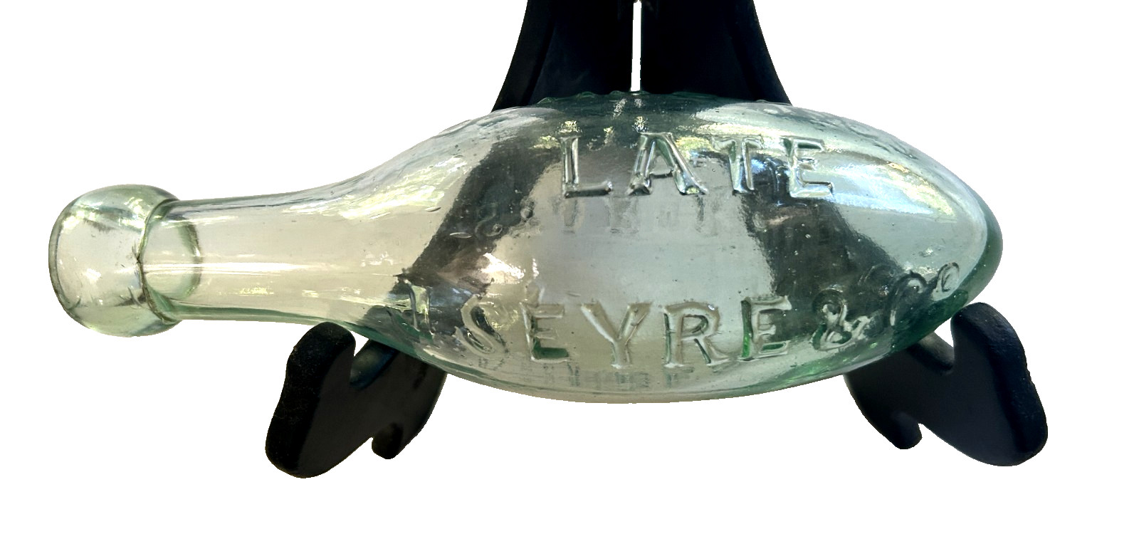 TORPEDO BOTTLE - JS EYRIE AUNCESTON - U.K. - VINTAGE 19TH c - AQUA-GREEN LOT #9 TORPEDO BOTTLE - JS EYRIE AUNCESTON - U.K. - VINTAGE 19TH c - AQUA-GREEN LOT #9