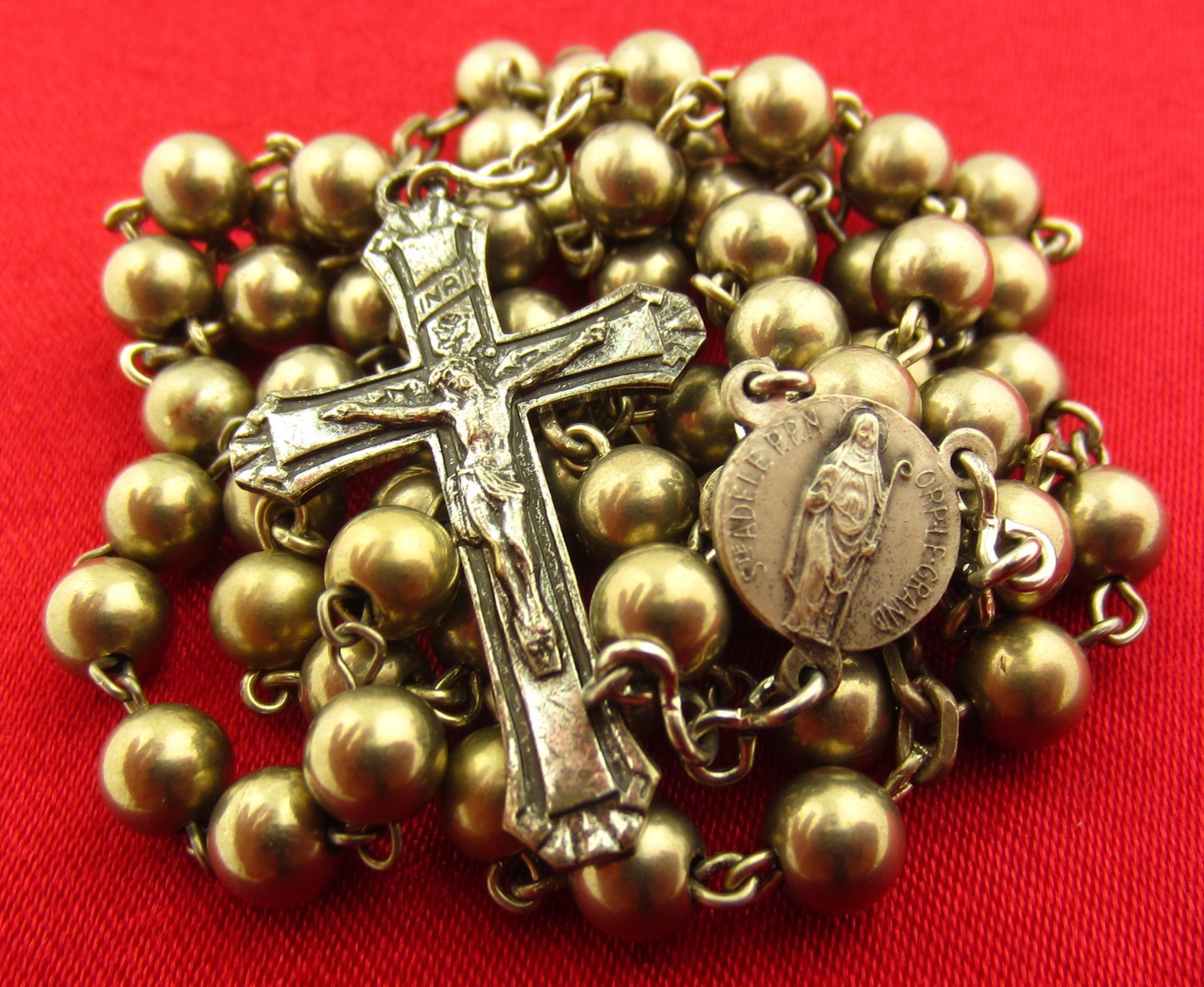 Vintage SAINT ADELE Rosary Religious Catholic Silvertone Metal Rosary BELGIUM Vintage SAINT ADELE Rosary Religious Catholic Silvertone Metal Rosary BELGIUM