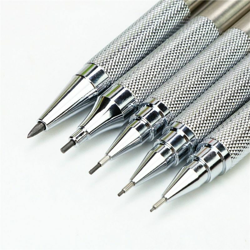 Mechanical Pencil Art Drawing Professional Pen Metal Stainless Steel Nonslip 5pc