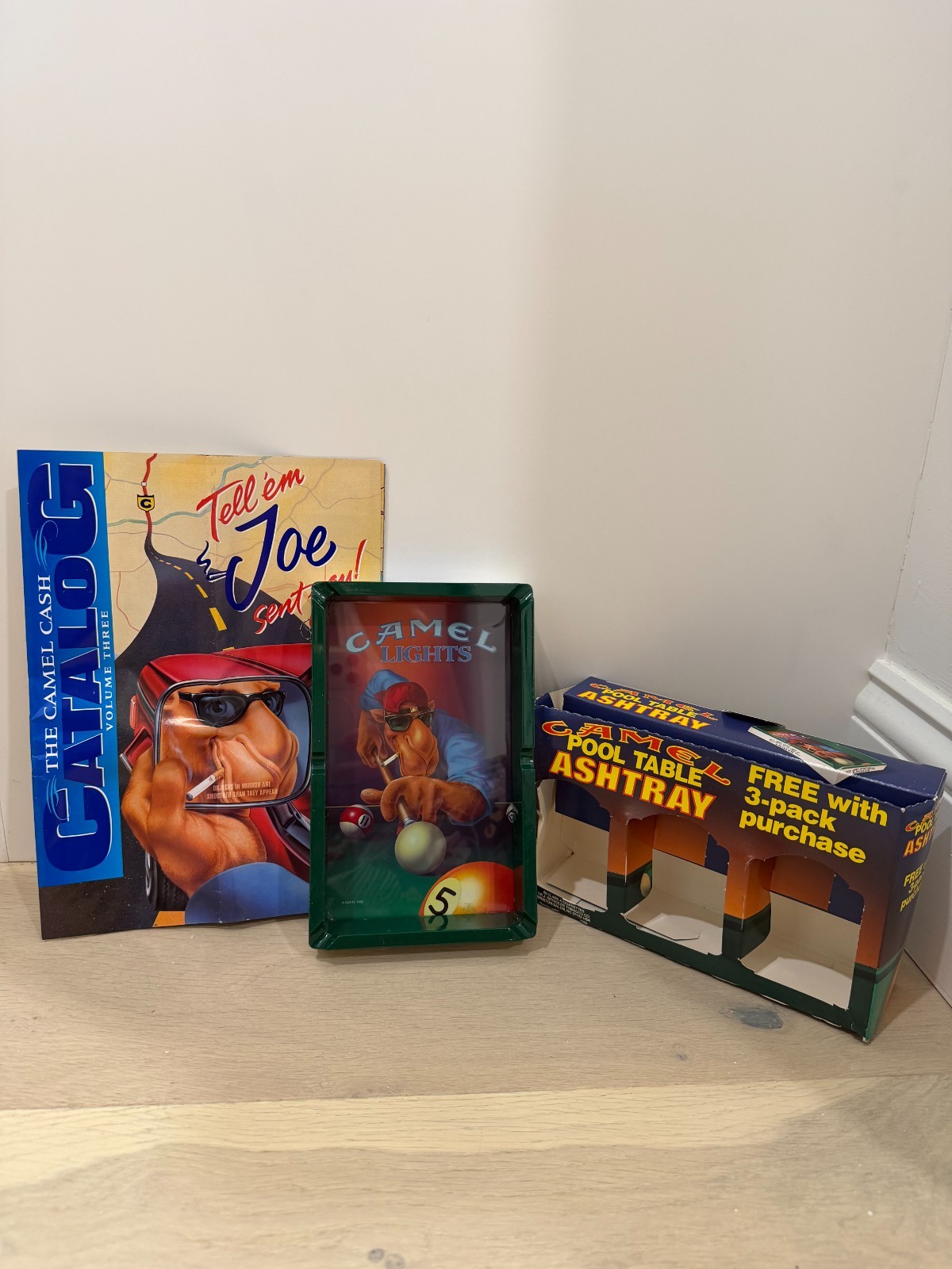 Vintage 1990s Camel Lights Miniature Pool Table Cigarette Ashtray, New in Box Vintage 1990s Camel Lights Miniature Pool Table Cigarette Ashtray, New in Box