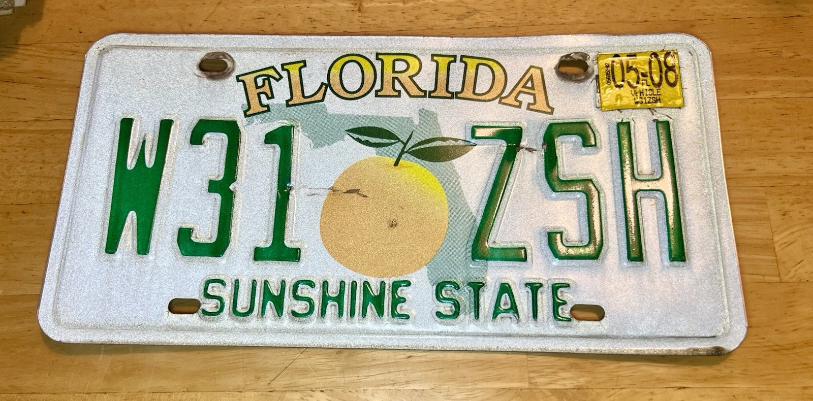 2008 Florida License Plate W31-ZSH Sunshine State 2008 Florida License Plate W31-ZSH Sunshine State