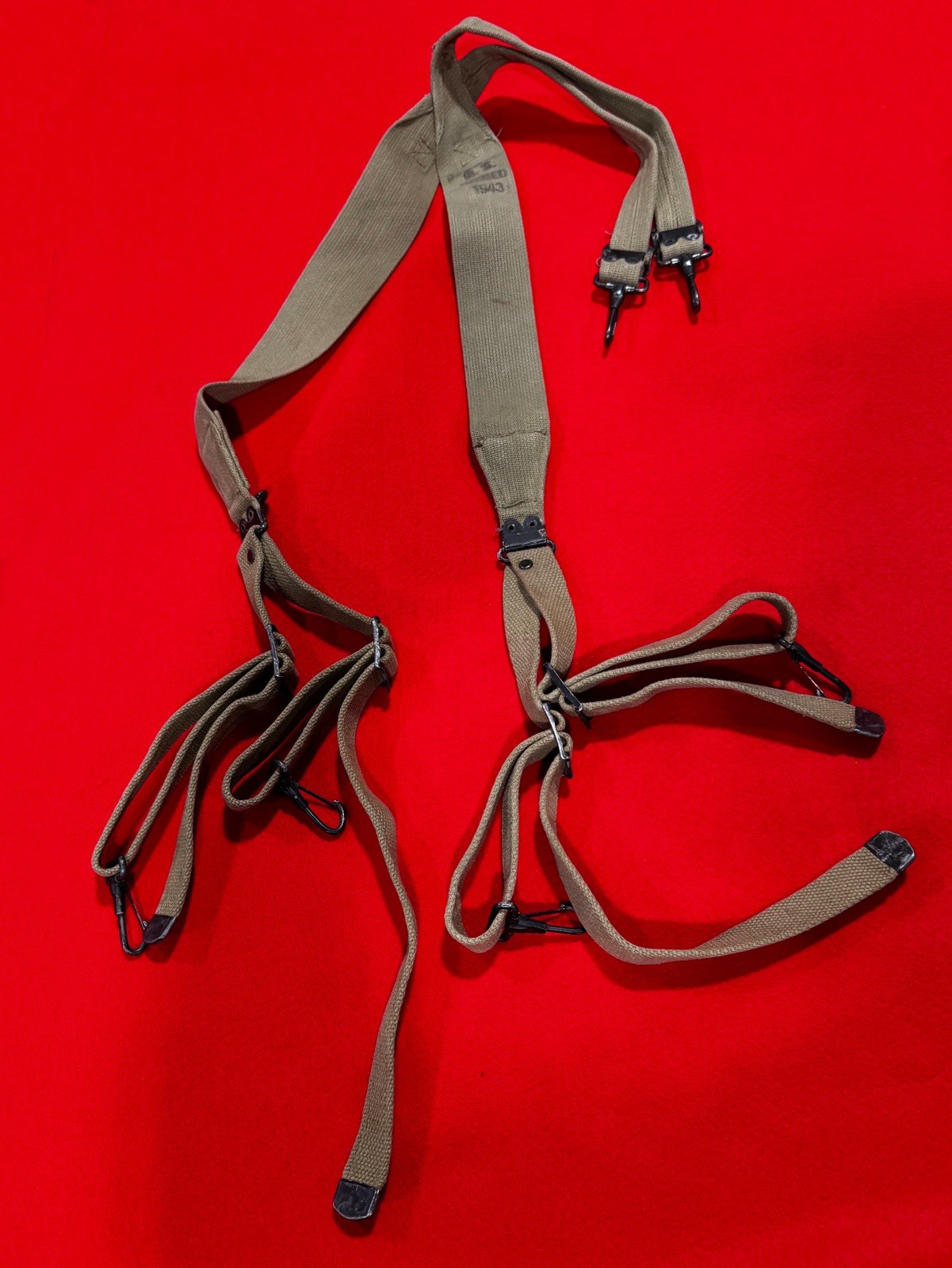 Scarce Original Excellent WWII US M1936 Suspenders - VARIED 1943 Scarce Original Excellent WWII US M1936 Suspenders - VARIED 1943