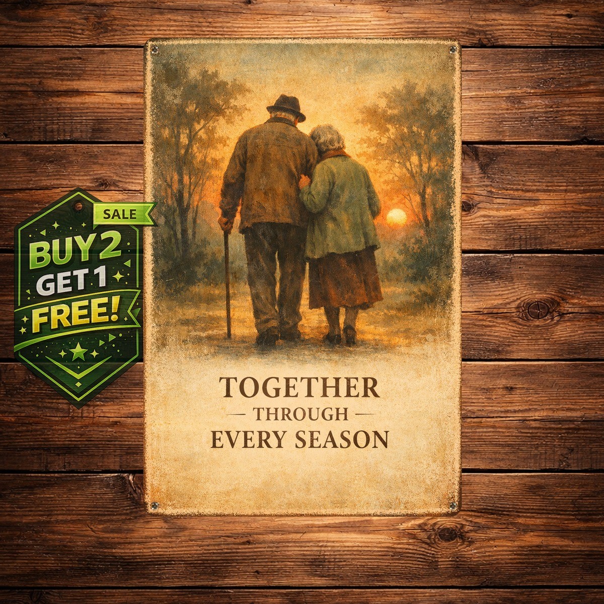 Romantic Elderly Couple Vintage Metal Wall Sign 8x12 Anniversary Gift Art Romantic Elderly Couple Vintage Metal Wall Sign 8x12 Anniversary Gift Art