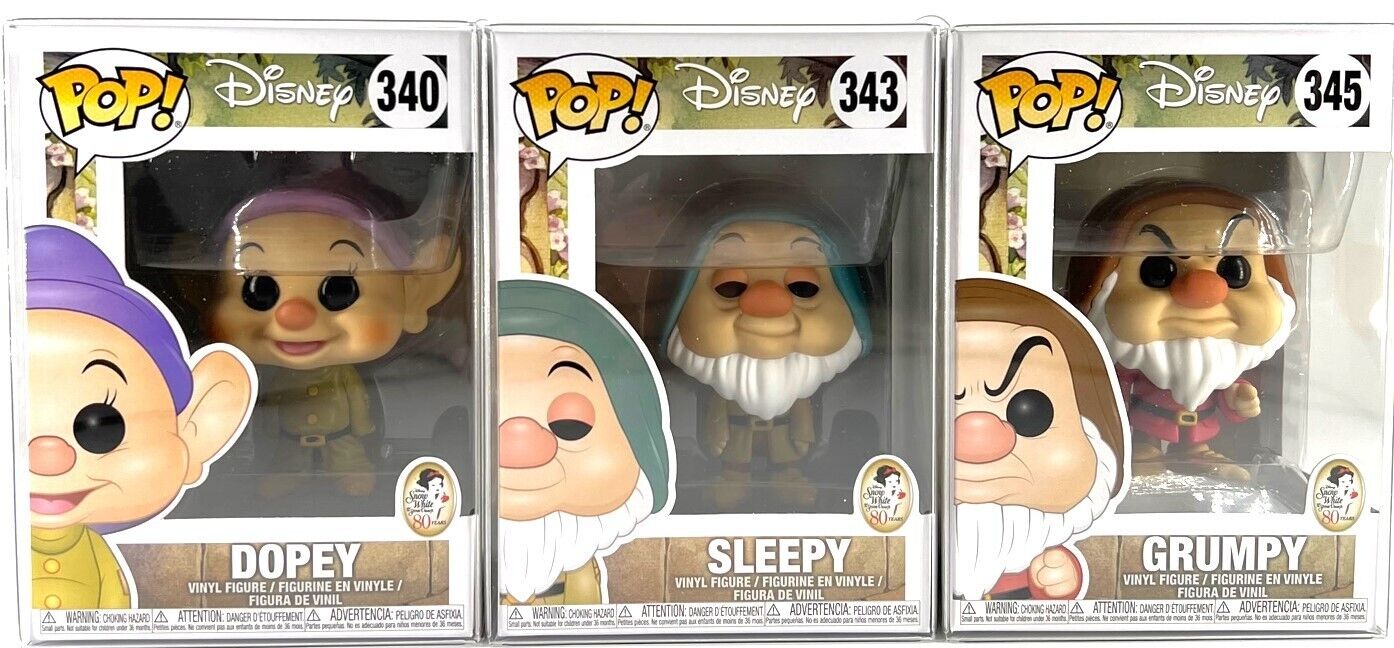 Funko Pop Disney Snow White & the Seven Dwarfs Grumpy Sleepy Dopey Set of 3