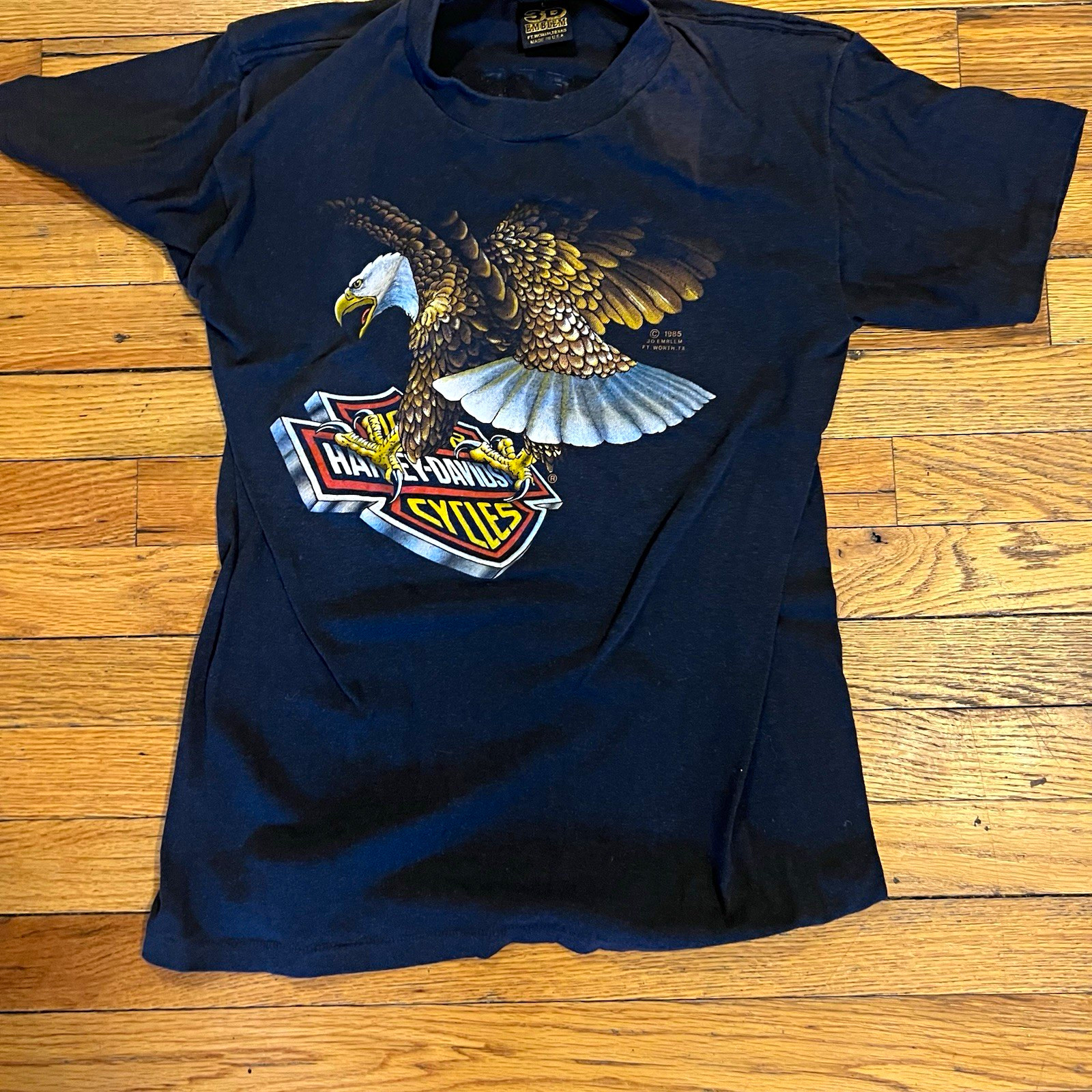 Vintage 1985 3D Emblem Harley Davidson Shield Eagle Tee Size L Carmel CA Vintage 1985 3D Emblem Harley Davidson Shield Eagle Tee Size L Carmel CA