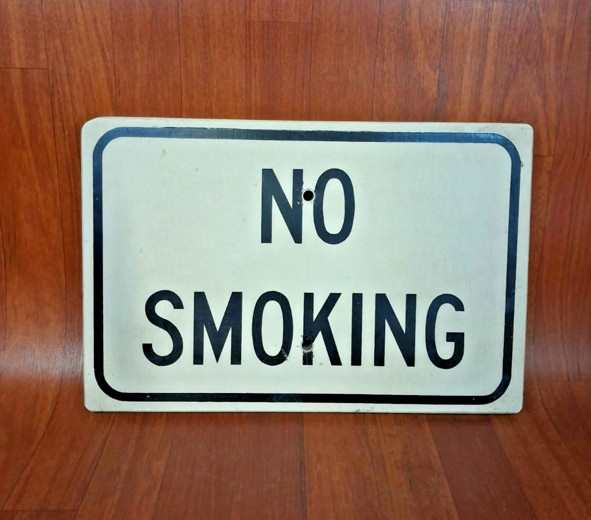 Vintage No Smoking Sign Wood 18"by 12" Black & White Hand Painted Vintage No Smoking Sign Wood 18"by 12" Black & White Hand Painted