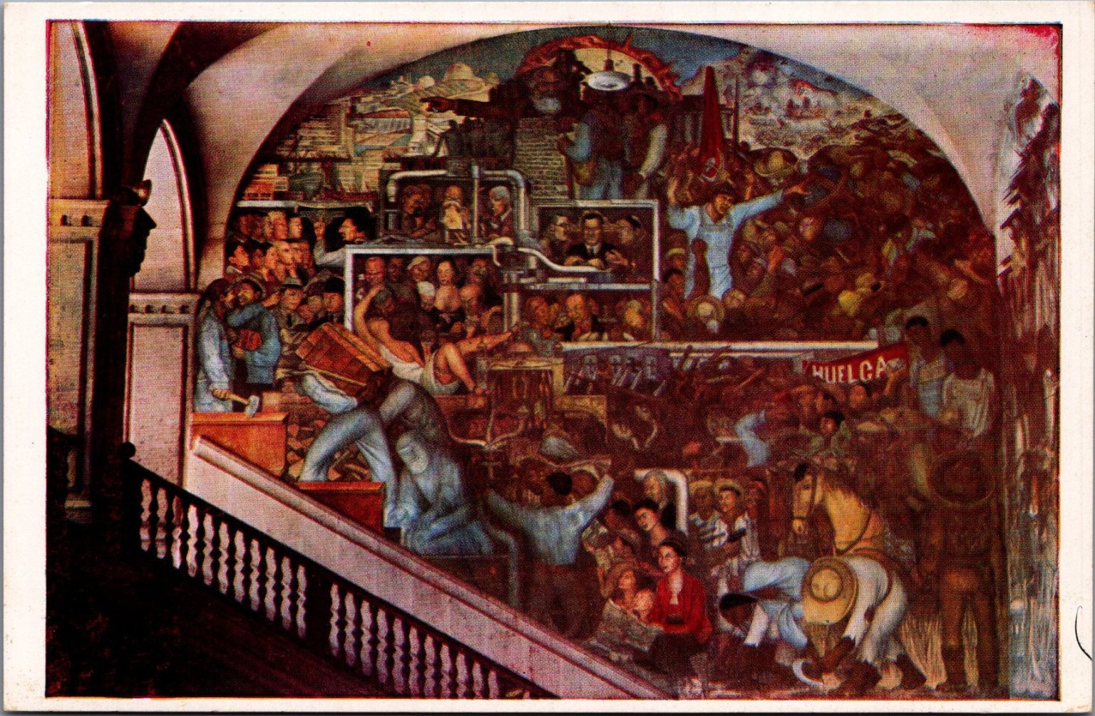 Diego Rivera Mural Postcard Palacio Nacional Mexico City Class Struggle
