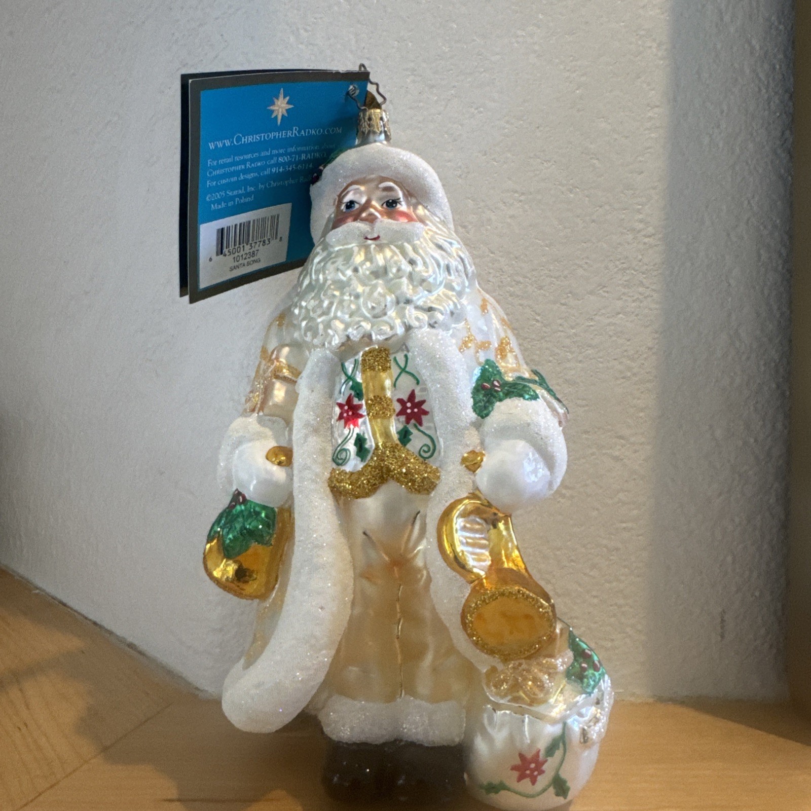 Christopher Radko Santa Christmas Ornament C. 2005, Santa Song. Made In Poland Christopher Radko Santa Christmas Ornament C. 2005, Santa Song. Made In Poland