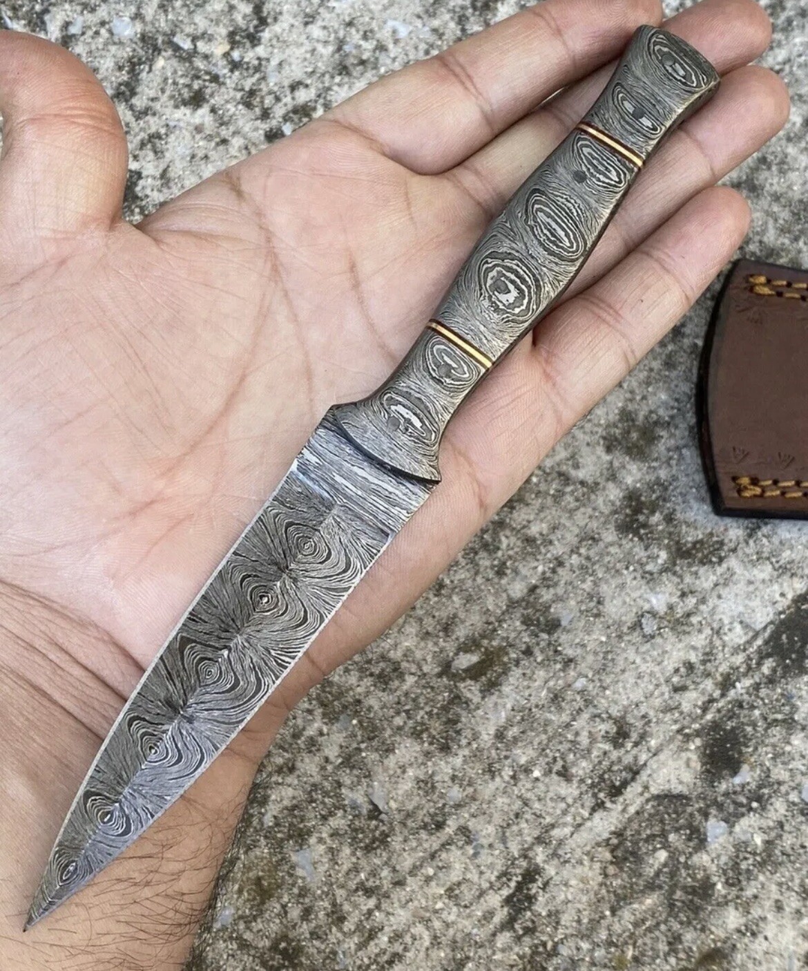 Scottish Dirk SGIAN DUBH Knife Forged Damascus Steel Dagger Double Edge FullTang