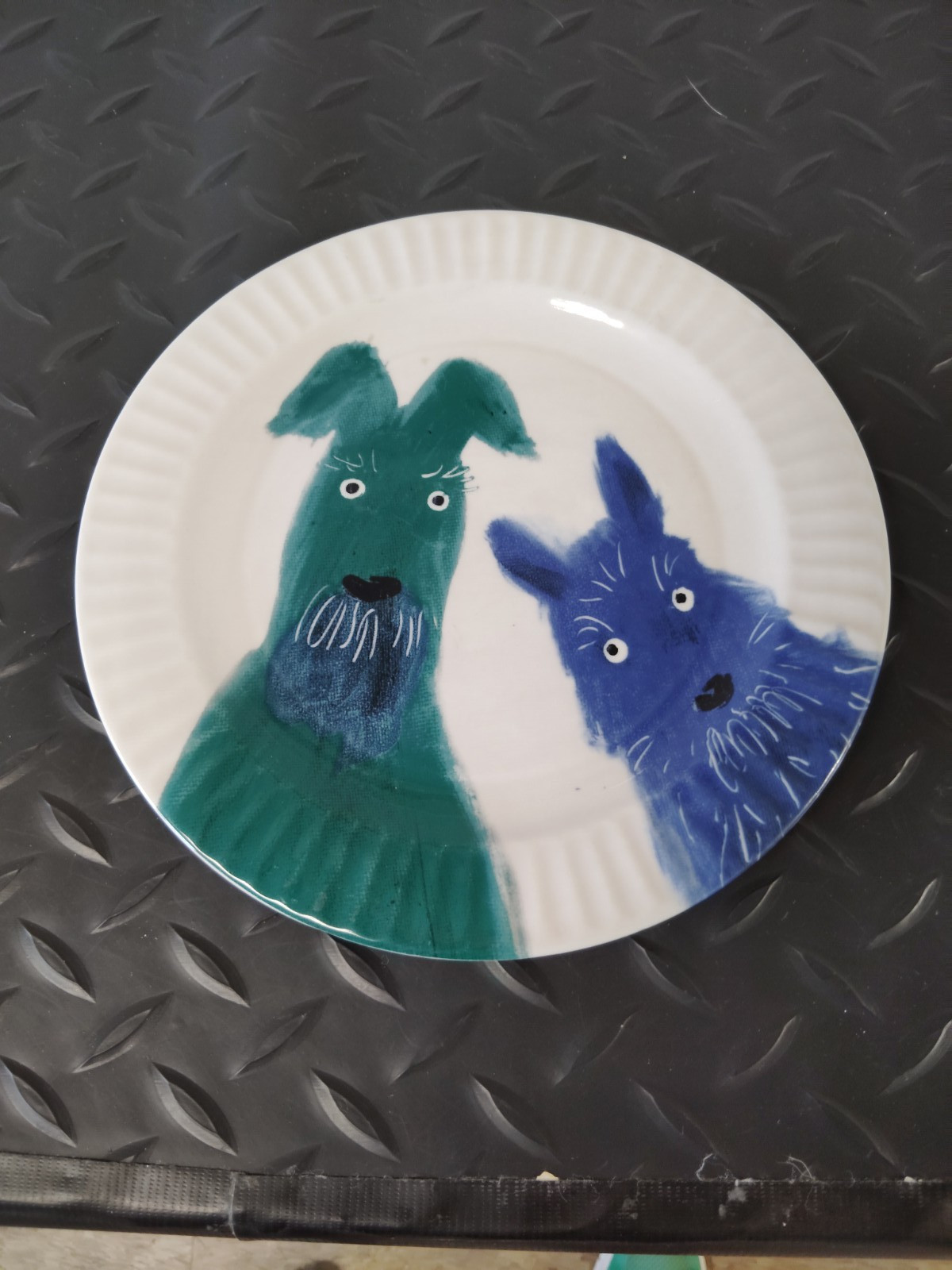 Anthropologie Holly Frean The Farm No. 8 8.5" dessert/salad plate 2 dogs