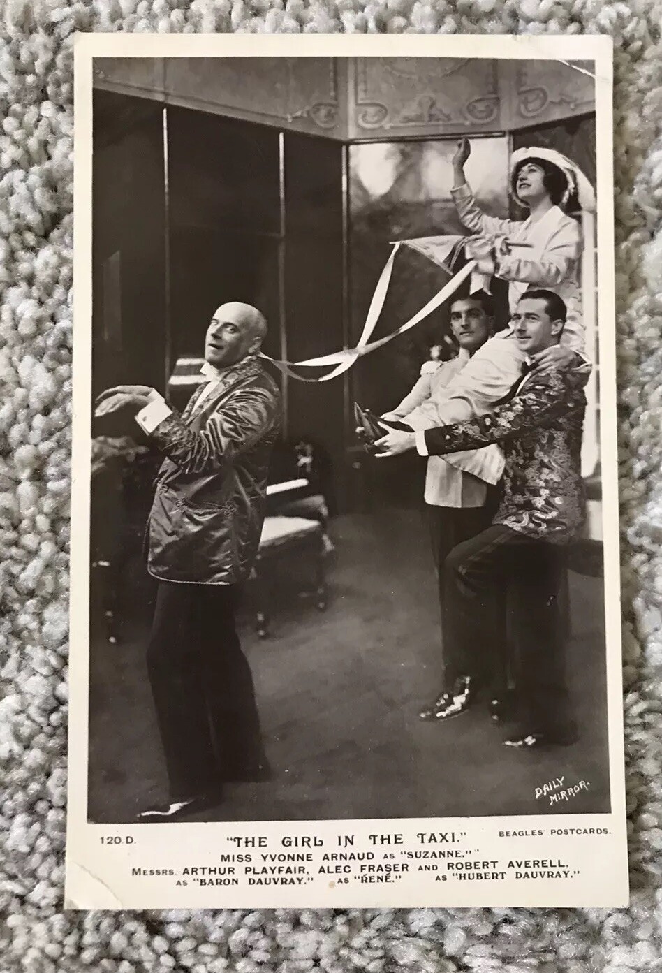 Original 1912 Girl In The Taxi Postcard Unused Real Photo RPPC Vtg Beagles Best
