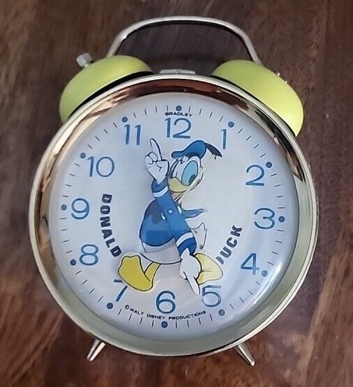 Vintage Disney Donald Duck Bradley Wind Up Alarm Clock 