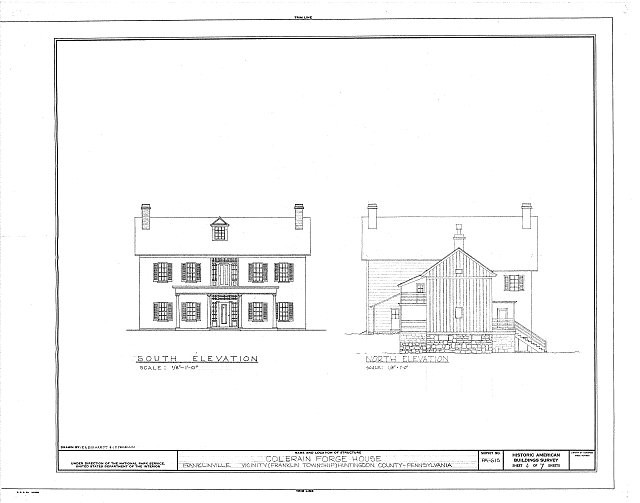 Colerain Forge House Franklinville PA 1930s South North Elevations HABS Colerain Forge House Franklinville PA 1930s South North Elevations HABS