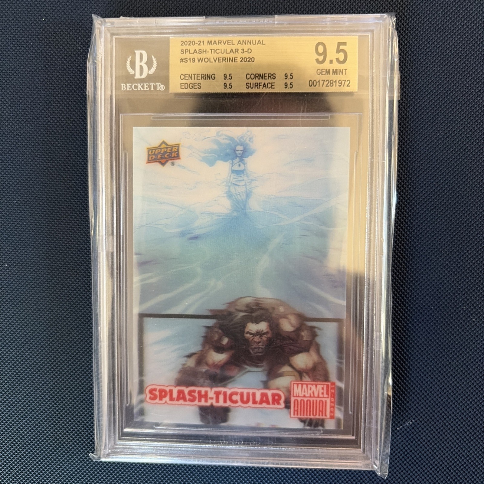 BGS 9.5 2020 UPPER DECK MARVEL ANNUAL SPLASH-TICULAR 3-D #S19 WOLVERINE #1 BGS 9.5 2020 UPPER DECK MARVEL ANNUAL SPLASH-TICULAR 3-D #S19 WOLVERINE #1