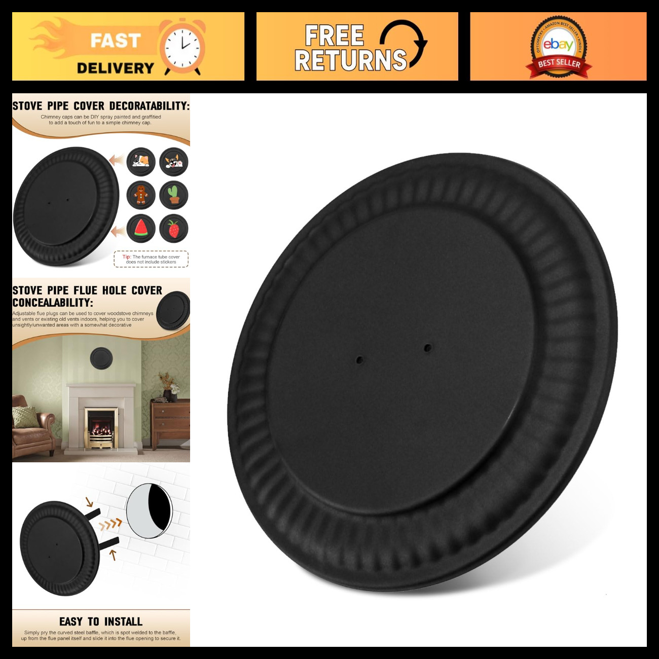 Chimney Flue Cover Replacement - Furnace Flue Hole Cap, Weatherproof & Durable Chimney Flue Cover Replacement - Furnace Flue Hole Cap, Weatherproof & Durable