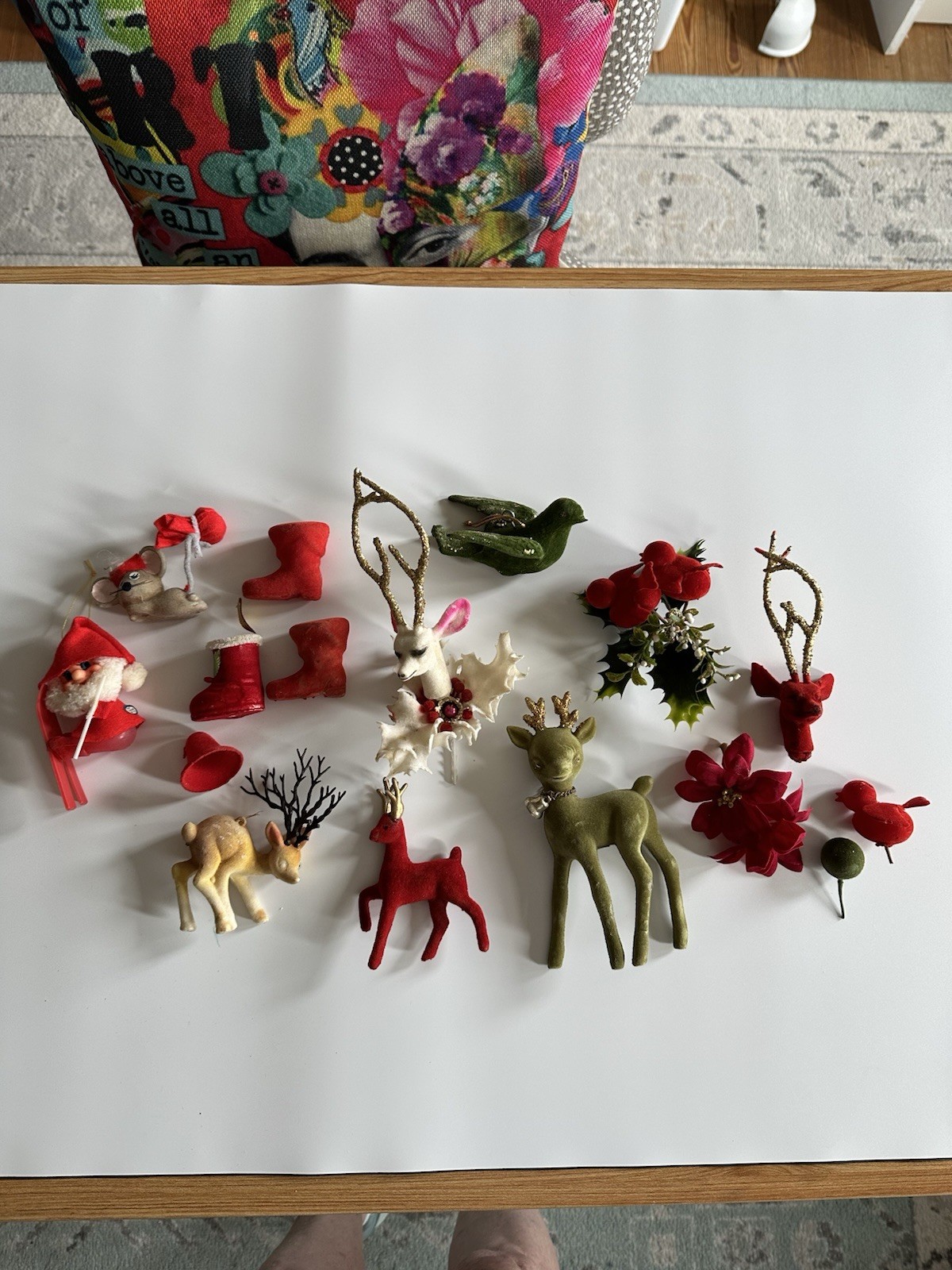 Large Lot Of Vintage Flocked Christmas Animals Boots Elf Japan Large Lot Of Vintage Flocked Christmas Animals Boots Elf Japan
