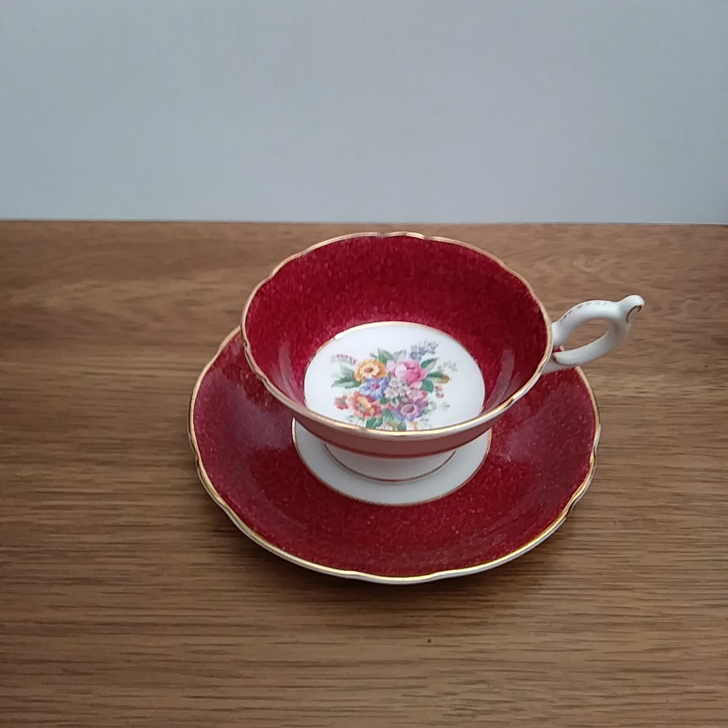 Vtg Coalport Teacup & Saucer Artist Signed Floral Pattern 1750 Speckled Burgundy Vtg Coalport Teacup & Saucer Artist Signed Floral Pattern 1750 Speckled Burgundy