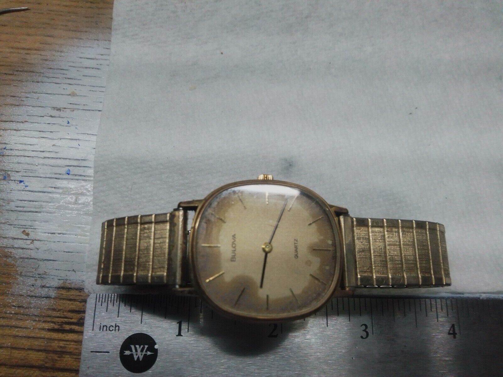 Vintage Bulova P1 Men  Dress Gold Tone Band 7242 Watch