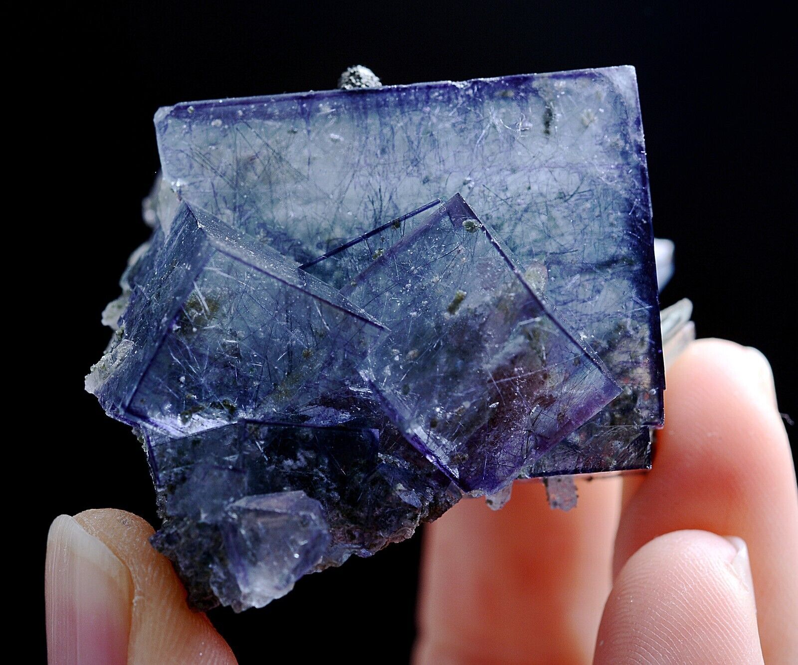 56g Natural Bismuthinite Purple FLUORITE & Pyrite Mineral Specimen/ Yaogangxian