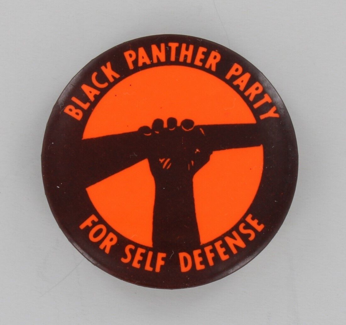 Black Panther Party For Self Defense 1967 Original Button Gun Fist Huey Newton