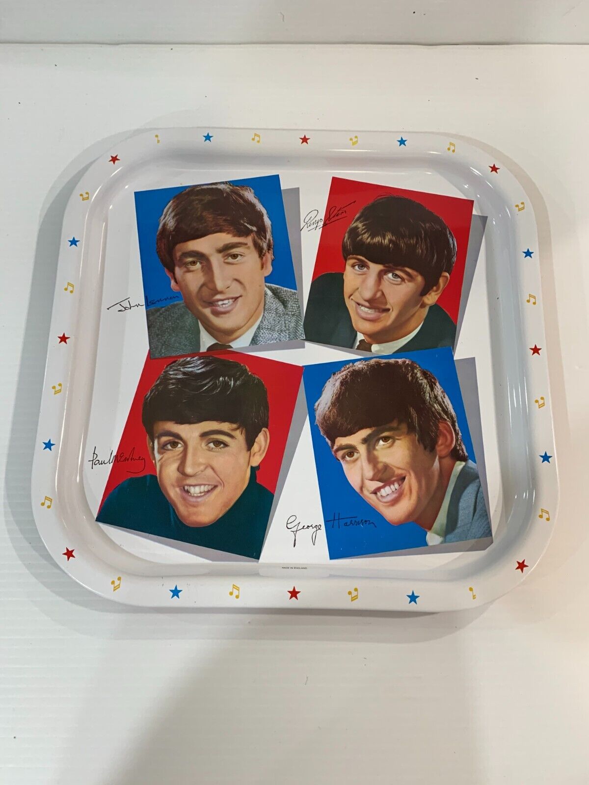 VINTAGE 1964 BEATLES MADE IN ENGLAND METAL SERVING TRAY - WORCESTER WARE