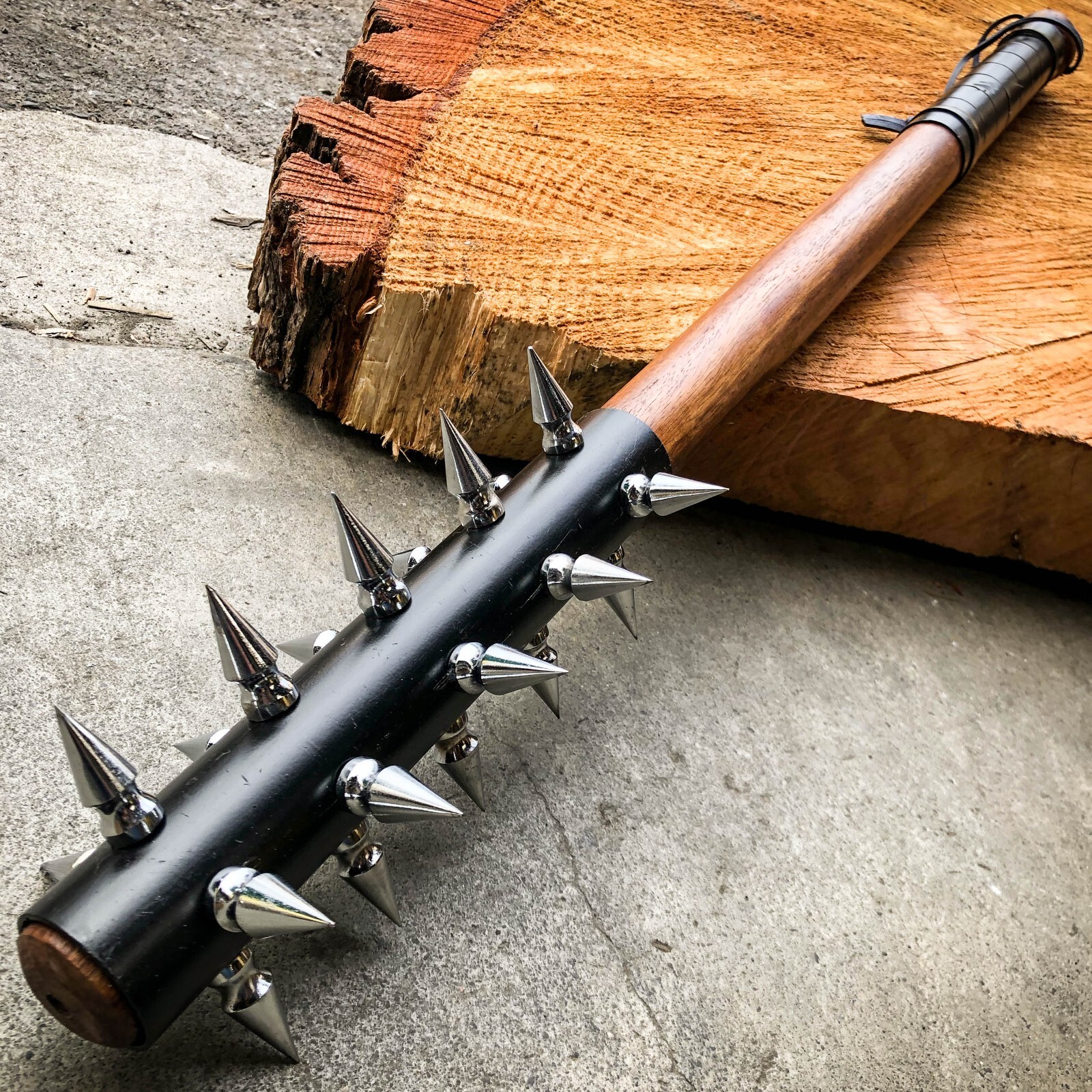 Medieval 30" Mace Wicked Spiked Wood Club SOLID Middle Ages Bat Knight LARP Medieval 30" Mace Wicked Spiked Wood Club SOLID Middle Ages Bat Knight LARP