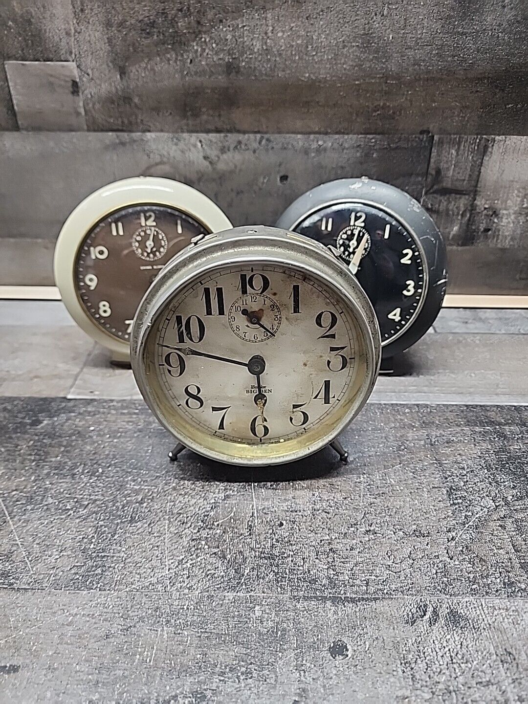 Vintage Big Ben Westclox Alarm Clocks Not Working With Glass And Keys For Parts