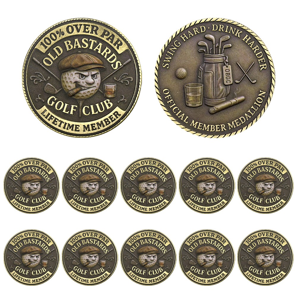 10PCS Old Bastards Golf Club Challenge Coin 100% Over Par Lifetime Member Medal 10PCS Old Bastards Golf Club Challenge Coin 100% Over Par Lifetime Member Medal